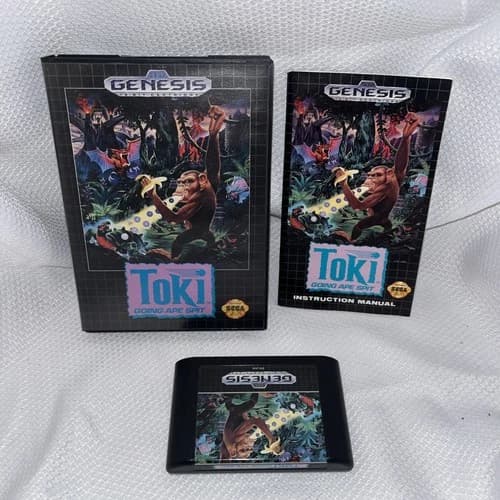 CLEAN! Toki: Going Ape Spit (Sega Genesis, 1992) Complete with/Manual CIB Tested