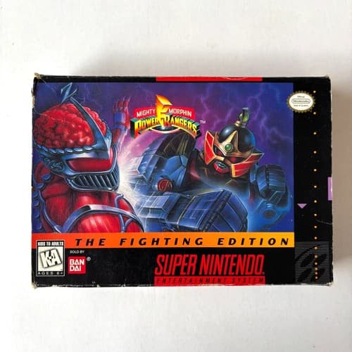 Mighty Morphin Power Rangers The Fighting Edition (SNES, 1991) Game, Box, Manual