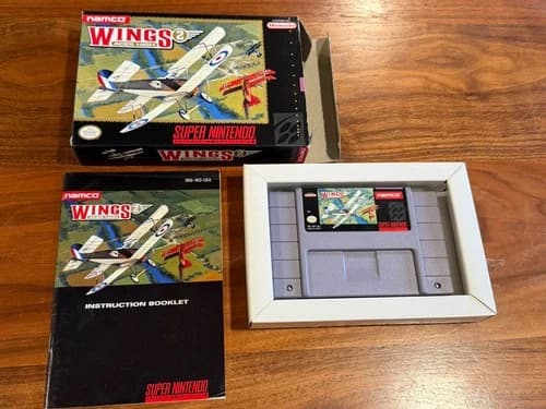SNES Wings 2 Aces High Super Nintendo Complete In Box CIB SNES
