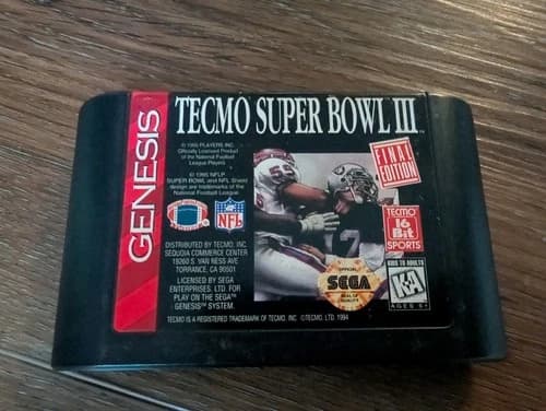 Tecmo Super Bowl III 3 Final Edition Sega Genesis Cartridge Only Used Tested