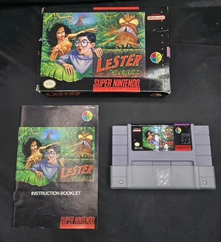 Lester the Unlikely SNES (Super Nintendo, 1994) Complete CIB Box Missing Tray