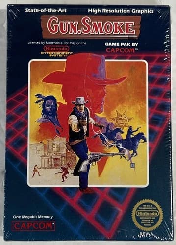 Gun.Smoke (Nintendo NES) CIB Game Box Manual Styrofoam Dust Sleeve Complete