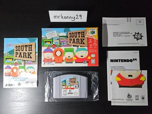 South Park (Nintendo 64 N64, 1998) Complete in Box CIB with Registration Card