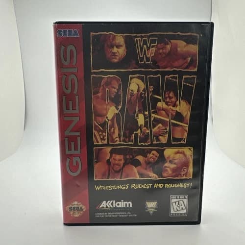 WWF Raw Sega Genesis Complete CIB Tested Authentic In Box