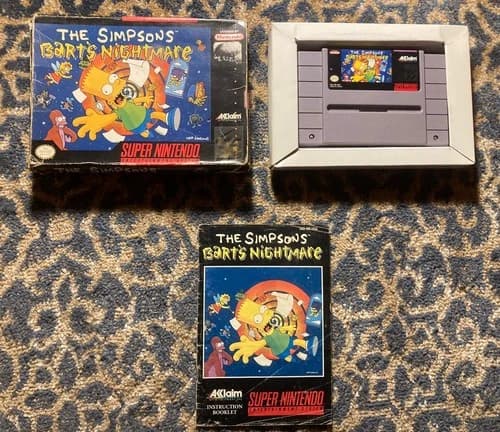 Super Nintendo The Simpsons Barts Nightmare CIB Complete In Box Authentic