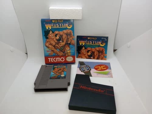 Tecmo World Wrestling (Nintendo NES 1990) W/Box, Dust Cover, Manual-Insert