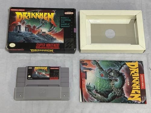 Drakkhen Super Nintendo SNES CIB Complete Game Box Manual Fast Free Shipping