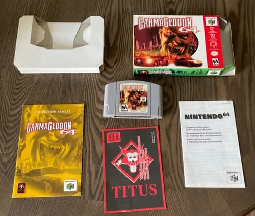 N64 CARMAGEDDON 64 CIB Complete Box Game Nintendo 64 Rare Titus 1 Owner READ!!!