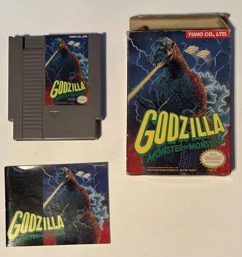 Godzilla: Monster of Monsters! NES game with Box, Sleeve and Manual