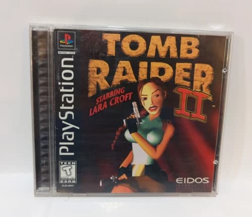 Tomb Raider II 2 (Sony PlayStation PS1) Black Label Complete, and tested.