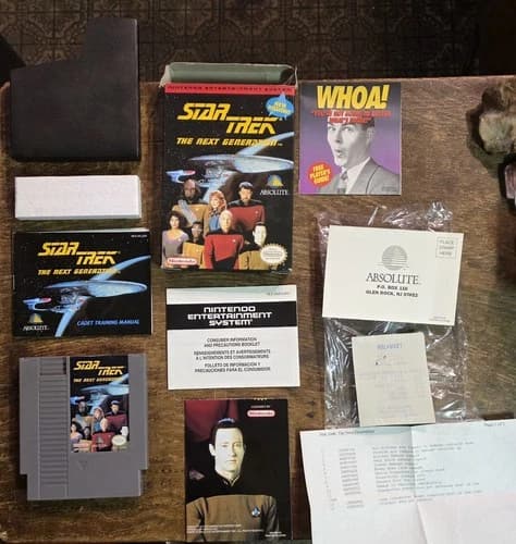 1991 Star Trek The Next Generation Nintendo NES Video Game w/Box Manual Receipt
