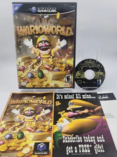 Nintendo GameCube Wario World Video Game Disc Manual Case BLACK LABEL Tested CIB