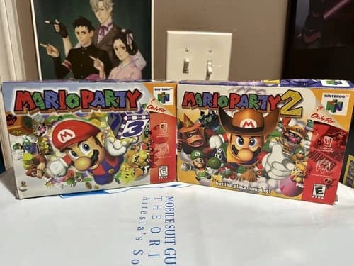 Nintendo N64 Mario Party 1 and 2 COMPLETE CIB authentic