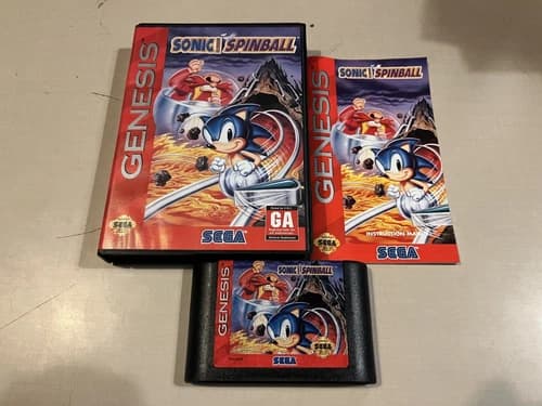 Sonic Spinball Sega Genesis Game COMPLETE w/ Manual AUTHENTIC/TESTED CIB