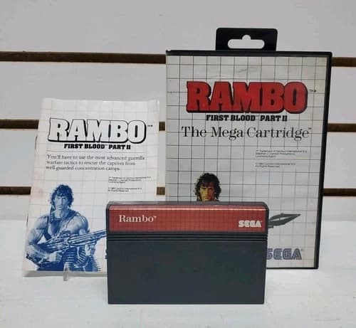 Rambo: First Blood Part II (Sega Master System, 1986) Complete w/Manual *READ*