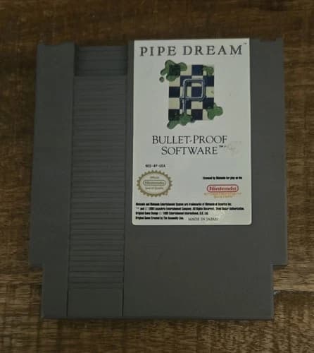Pipe Dream Nintendo NES Game Cartridge 1990 Bullet-Proof Software Puzzle