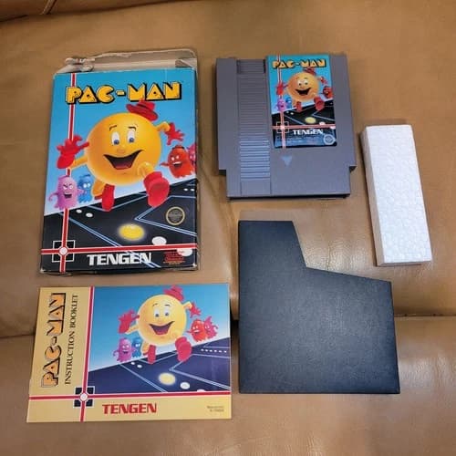 Pac-Man Tengen Grey Cart Nintendo NES Complete in Box CIB