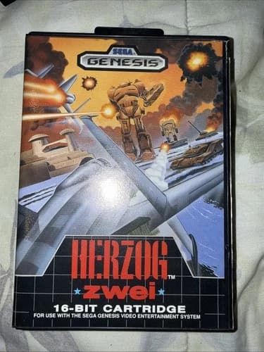 Herzog Zwei Game with Box for Sega Genesis. Authentic. Clean With Manual