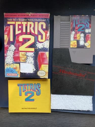 Tetris 2 (Nintendo NES, 1993) CIB Complete Manual Box Good Shape