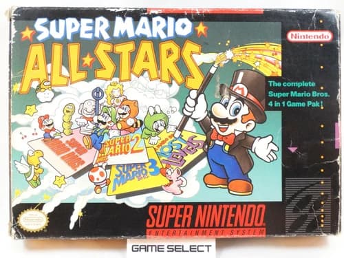 SUPER MARIO ALL STARS BROS 1 2 3 NINTENDO SNES IMPORT US USA AMERICAN COMPLETE