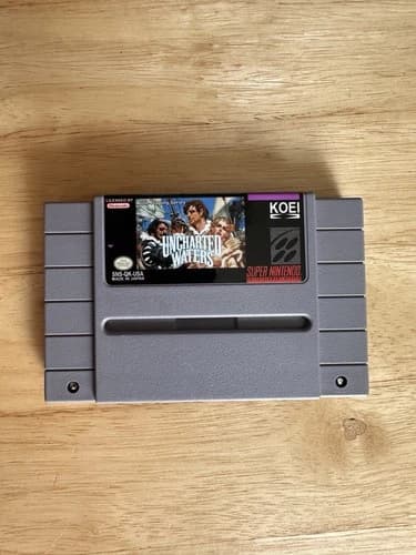 Uncharted Waters SNES Game Cartridge Only • New Battery • Battery Holder
