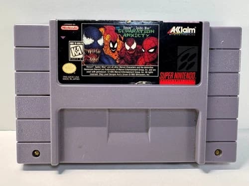 Venom-Spider-Man: Separation Anxiety (Super Nintendo SNES, 1995) Authentic.