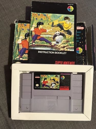 Ranma 1/2: Hard Battle (Super Nintendo 1991) - With Box And Booklet. Game Tested