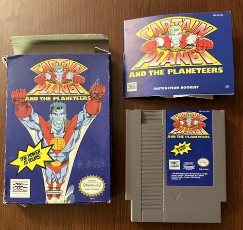 Captain Planet and the Planeteers (1991, Nintendo) NES Game with Manual and Box