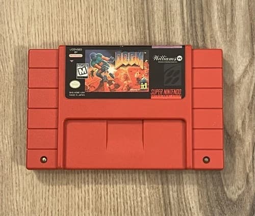Doom (Super Nintendo SNES, 1995) Authentic Red Cartridge Tested Works