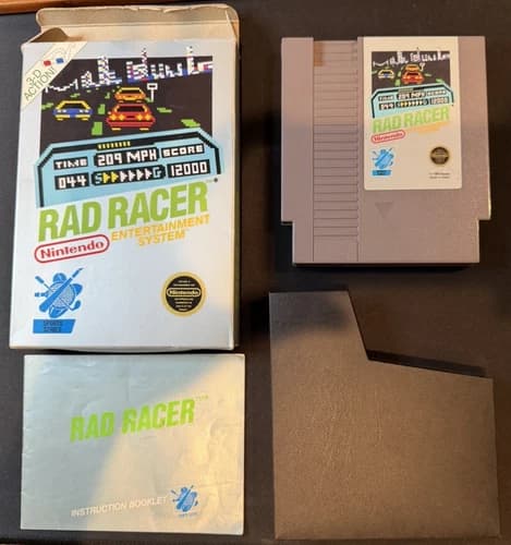 Rad Racer Nintendo Entertainment System NES box Manual Cart