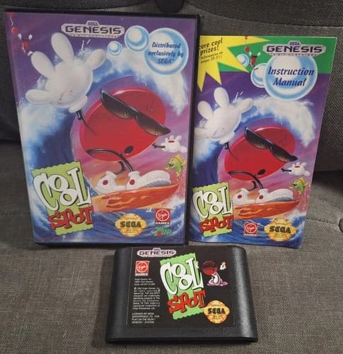 Cool Spot (Sega Genesis, 1993) Comes CIB ~ Game, Manual, and Case ~ Tested Clean