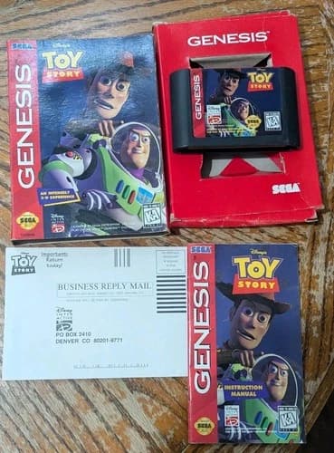 Disney's Toy Story (Sega Genesis) Game Cartridge Cardboard Box and Manual CIB