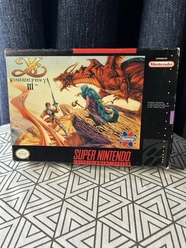 YS III: Wanderers From YS Super Nintendo SNES Complete Box Game Manual