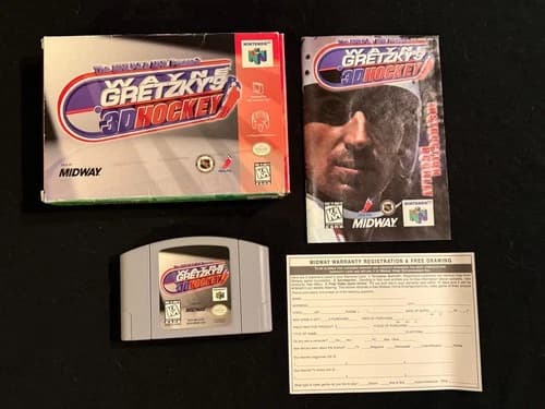 Wayne Gretzky's 3D Hockey (Nintendo 64, 1996) Box Manual Complete CIB N64