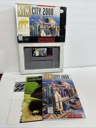 SimCity 2000 SNES (Super Nintendo Entertainment System, 1995) CIB Rare!