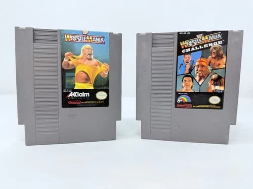 WWF Wrestlemania & WWF WrestleMania Challenge (Nintendo, NES) TESTED & WORKS