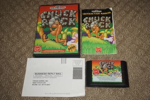 Chuck Rock (Sega Genesis) Complete w/ Registration Card