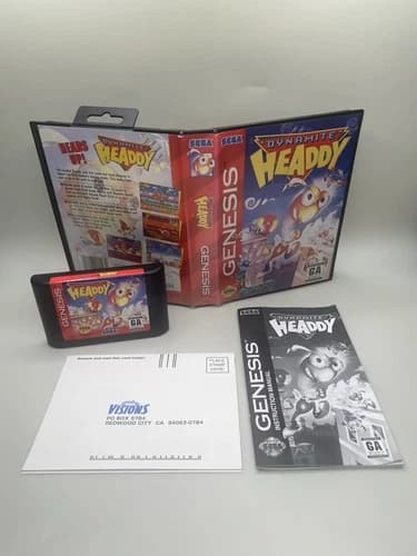 Dynamite Headdy - Sega Genesis- Authentic Game, Box, Manual And Rege Card.