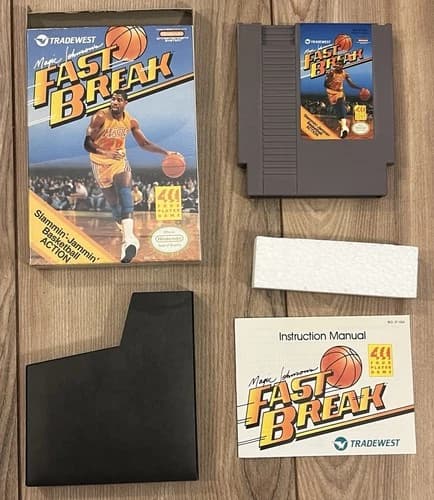 Magic Johnson's Fast Break (Nintendo NES, 1990) Complete CIB Tested Works