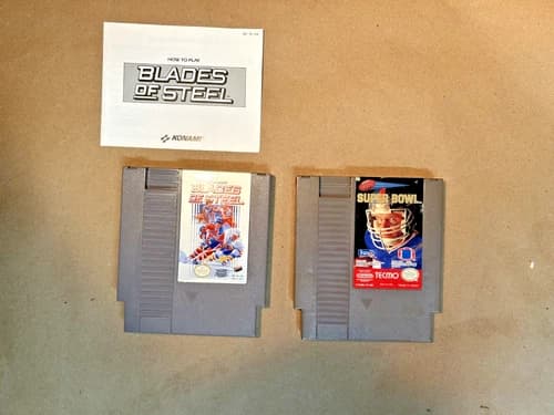 NES Games Football and Hockey: Tecmo Super Bowl and Blades of Steel - Work great