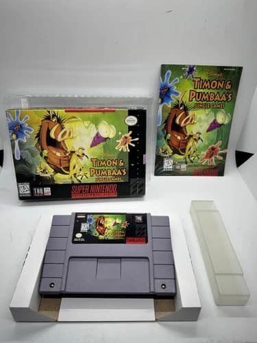 Timon & Pumbaa's Jungle Games Complete CIB Super Nintendo SNES Rare Color Manual