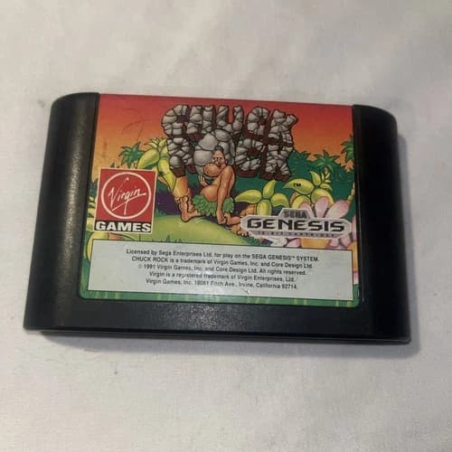 Chuck Rock (Sega Genesis, 1991) Game Cartridge Only Cleaned Tested