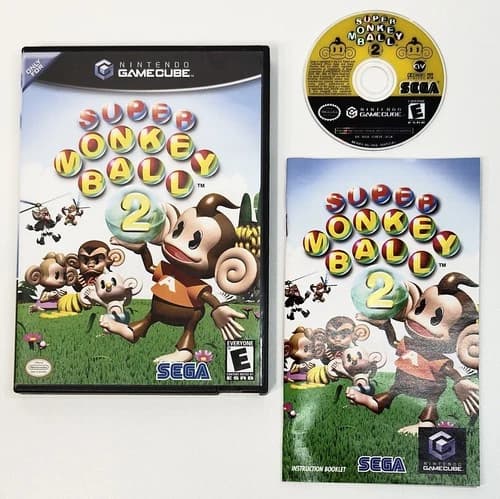 Super Monkey Ball 2 (Nintendo GameCube, 2002) BLACK LABEL CIB COMPLETE FREE SHIP