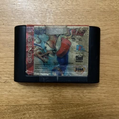 Earthworm Jim (Sega Genesis, 1994) Cartridge Only *Tested & Working* Bad Label