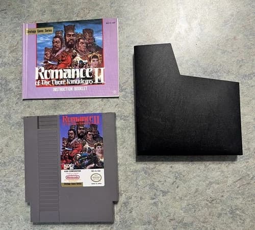 Romance of the Three Kingdoms II (Nintendo NES) Cart Box Manual - Tested!