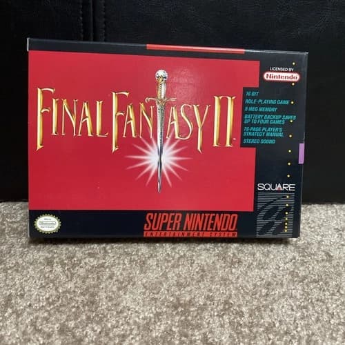 Final Fantasy 2 Super Nintendo SNES 1991 Cartridge Tested. CIB Complete In Box .