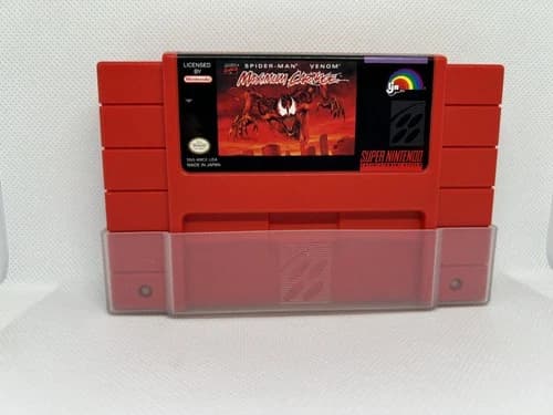 Spider-Man and Venom Maximum Carnage Super Nintendo SNES Red Cartridge Authentic