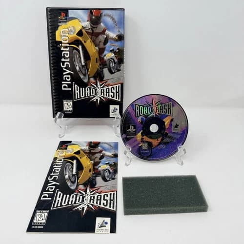 Road Rash PS1 Long Box Complete CIB Foam Insert Sony PlayStation Tested
