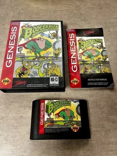 Boogerman: A Pick and Flick Adventure (Sega Genesis) CIB game,box and manual