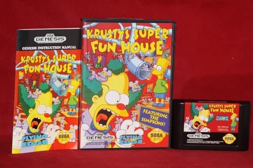 Krusty's Super Fun House (Sega Genesis, 1992) Authentic Game, CIB Complete.